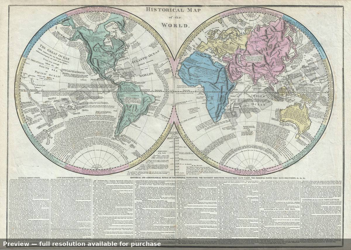 Antique map: Historical Map World, 1813