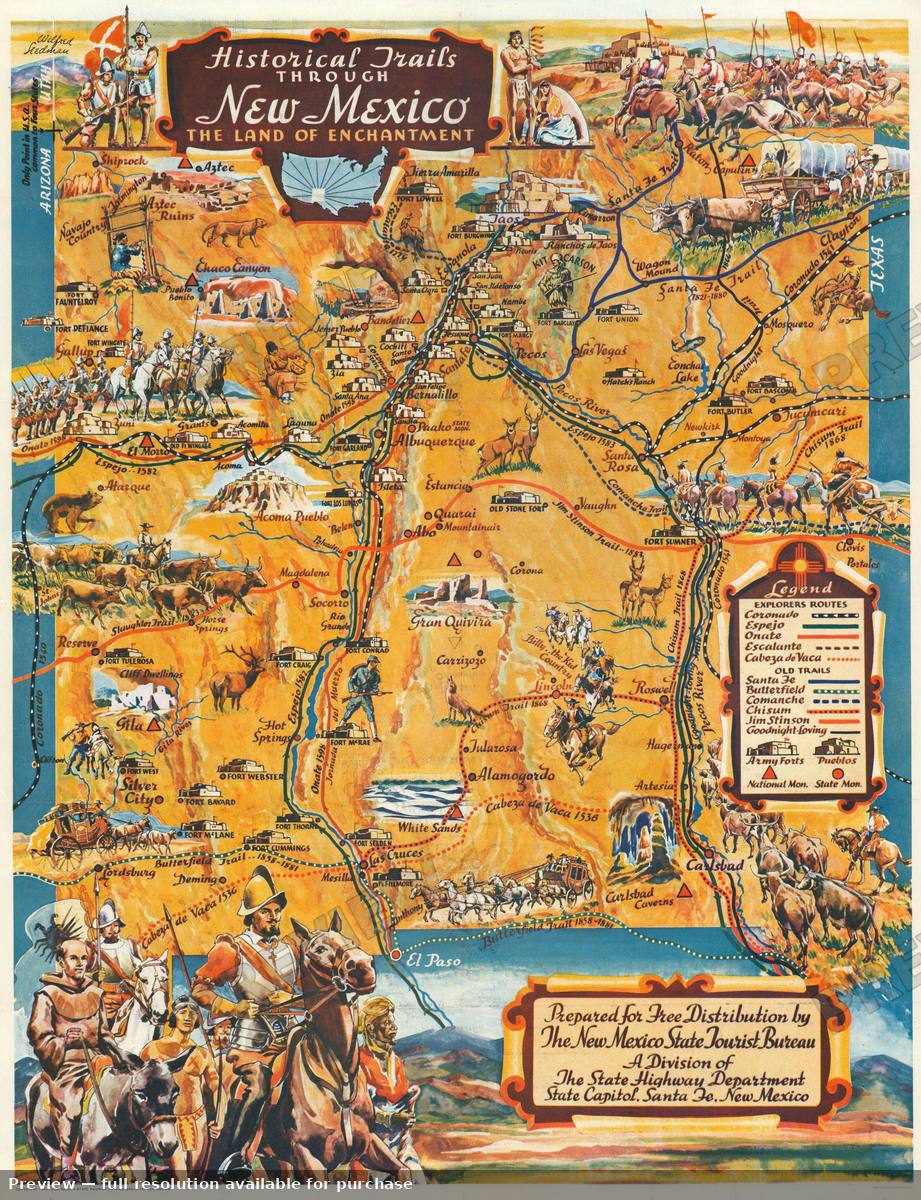 Antique map: Historical New Mexico, 1940, 1940