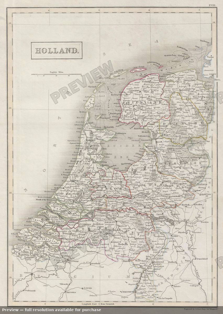 Antique map: Holland, 1840