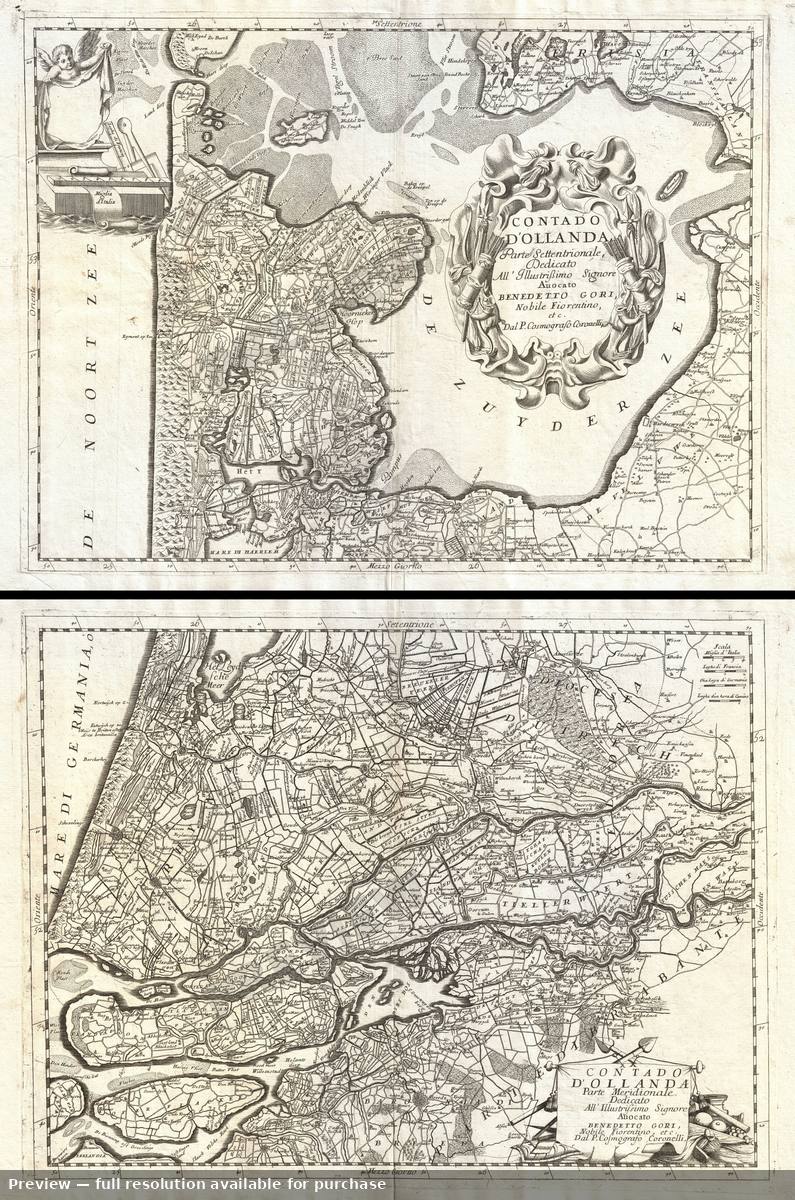 Antique map: Holland, 1692