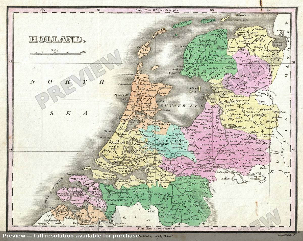Antique map: Holland, 1827