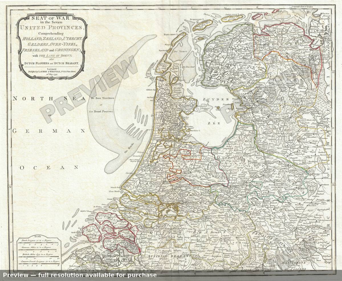Antique map: Holland, 1794