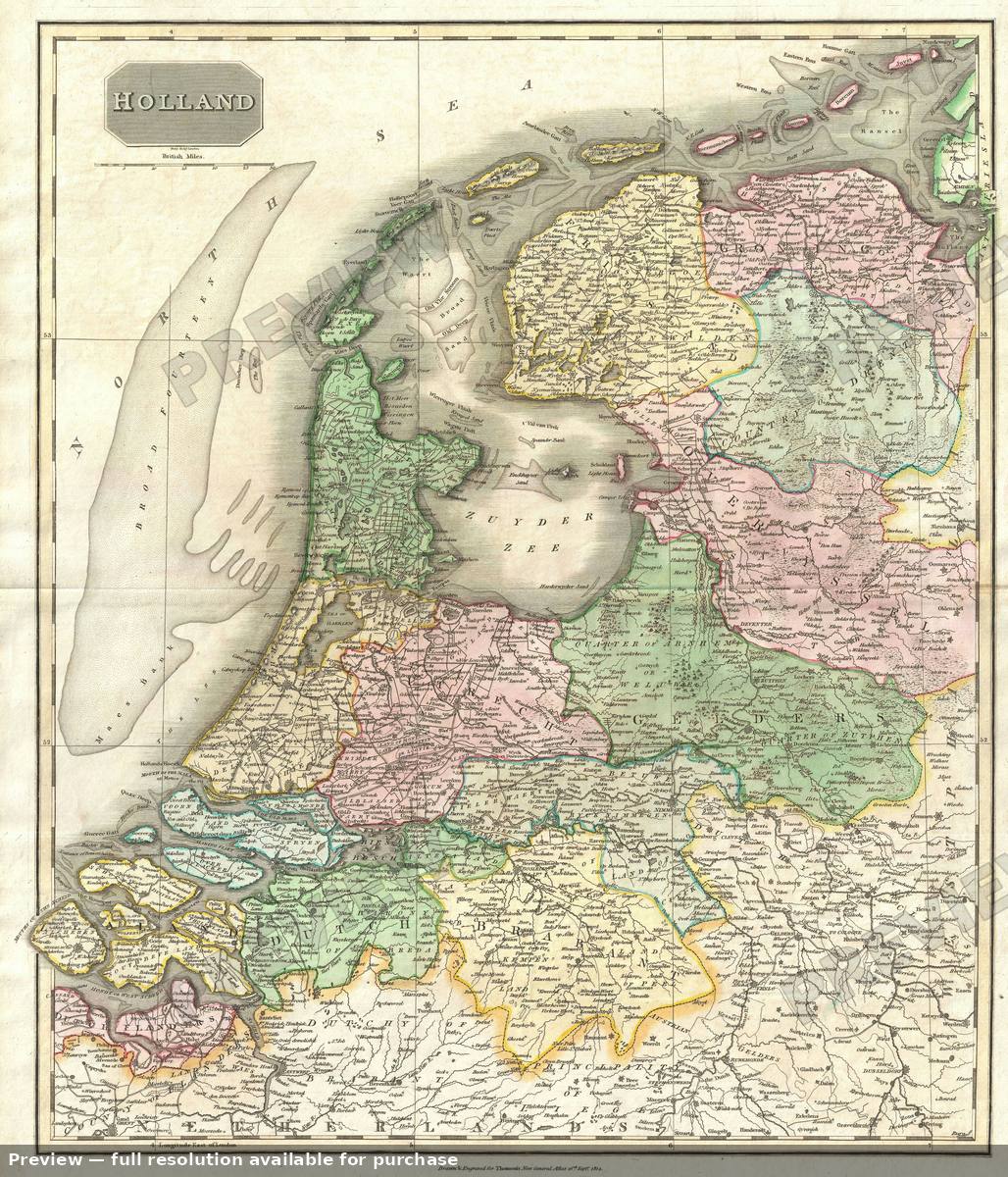 Antique map: Holland, 1814