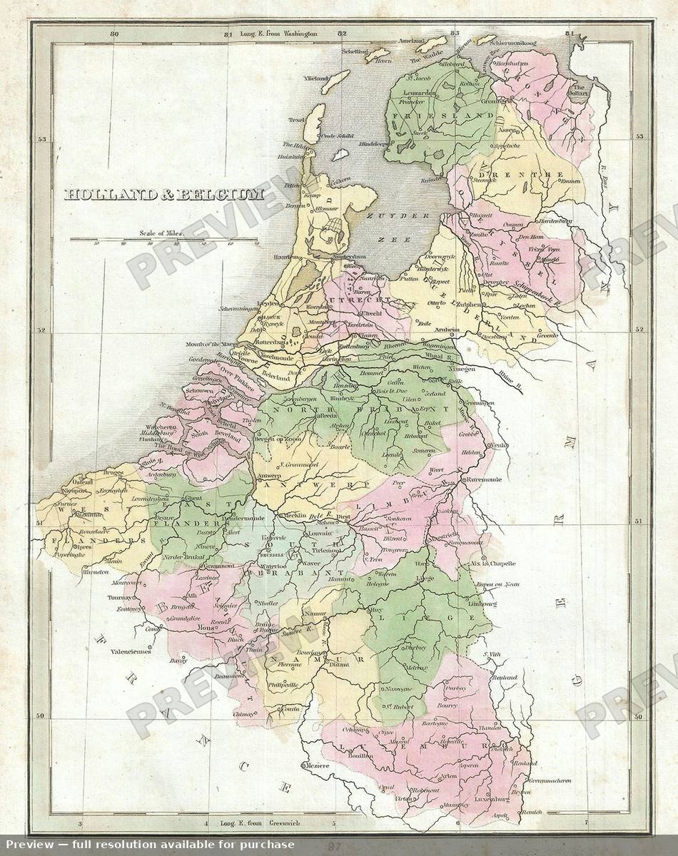 Antique map: Holland Belgium, 1835