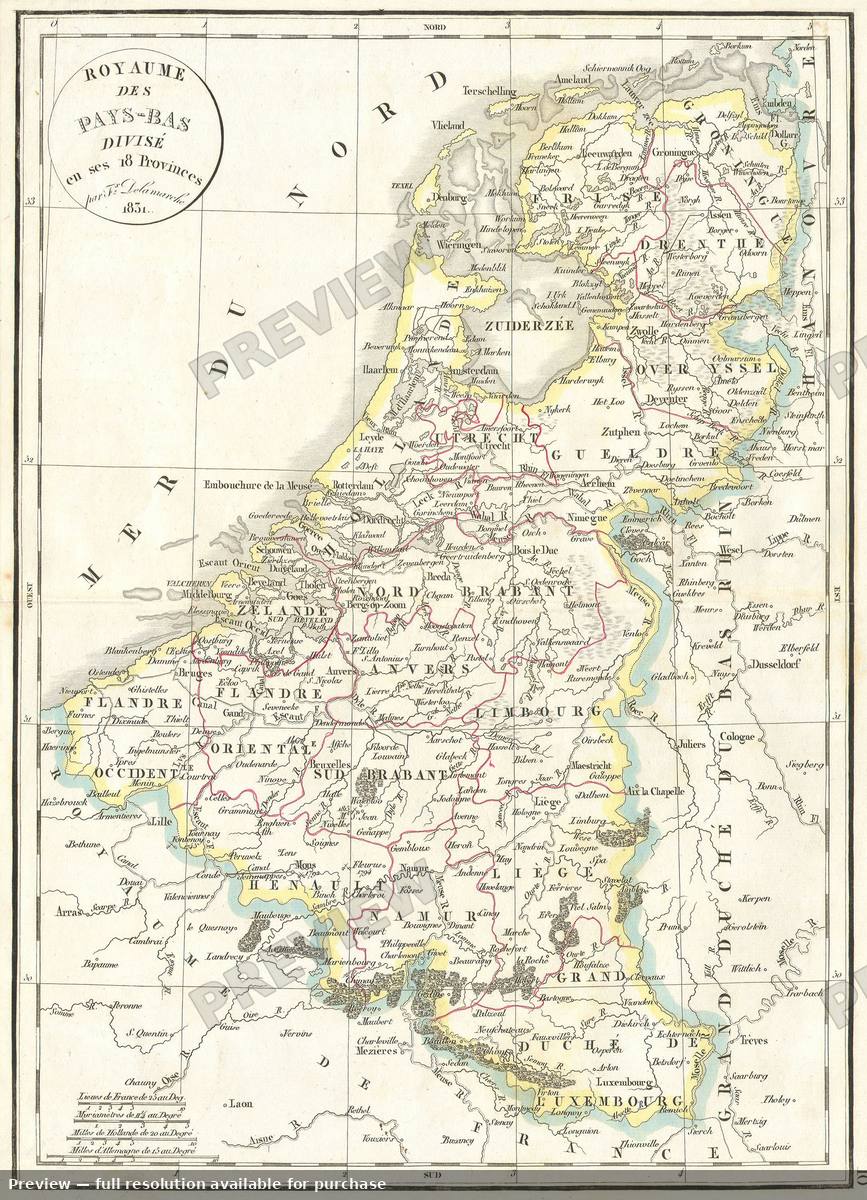 Antique map: Holland Belgium, 1832, 1832
