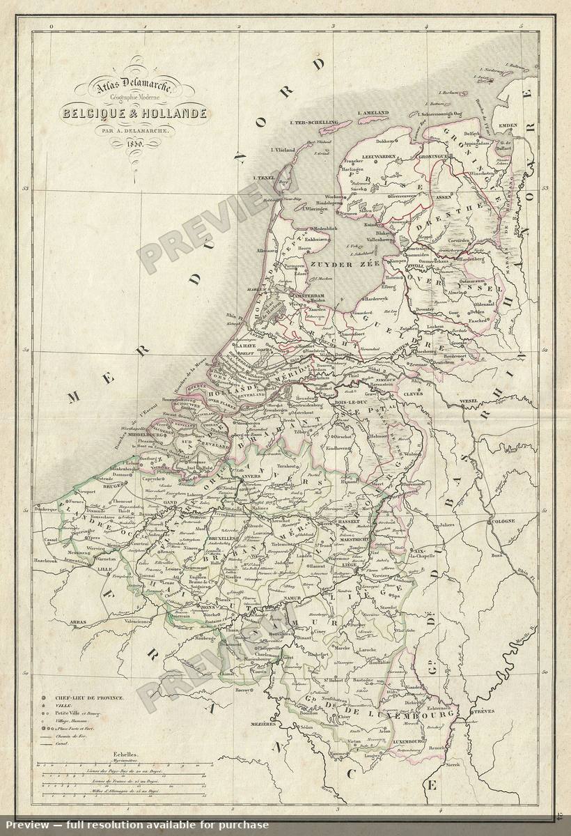 Antique map: Holland Belgium, 1850