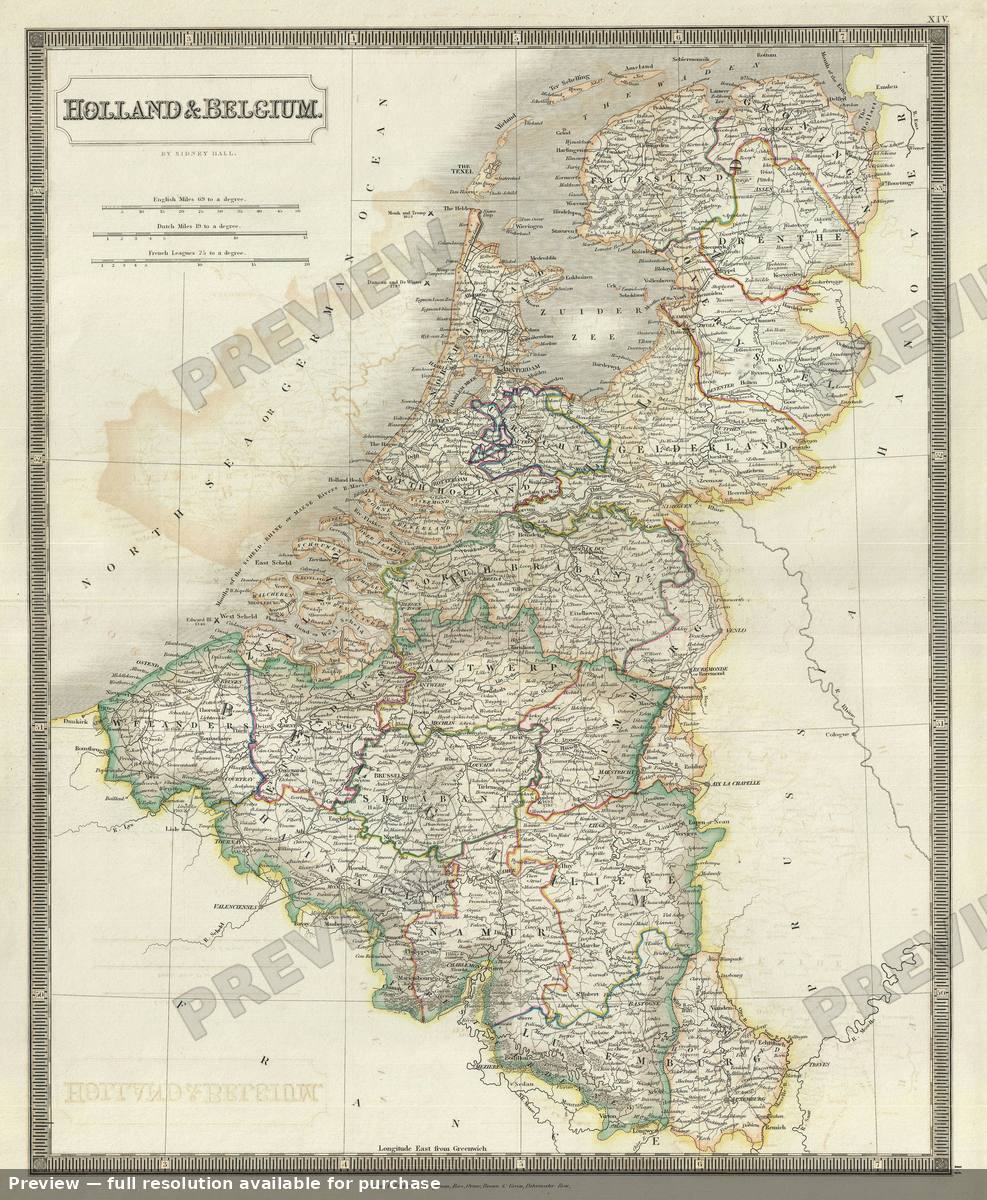 Antique map: Holland Belgium, 1835, 1835