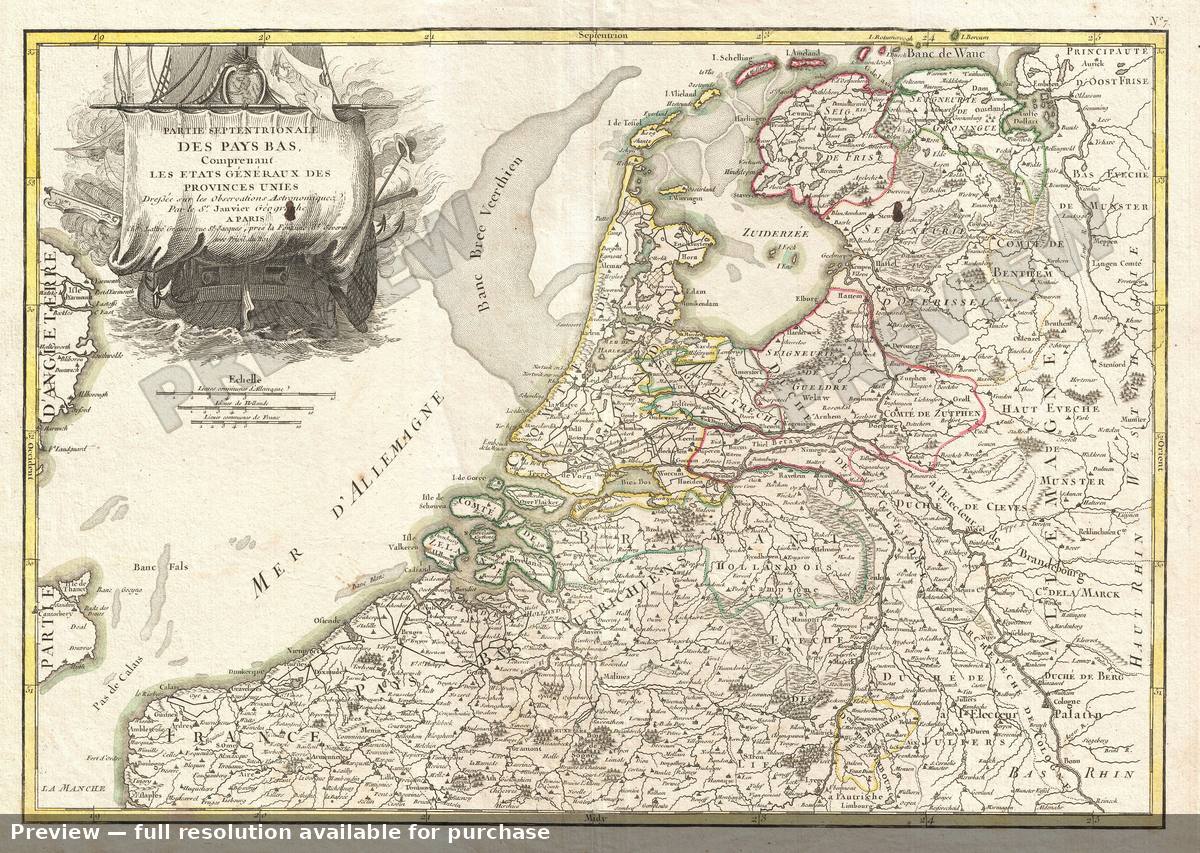 Antique map: Holland Belgium, 1775