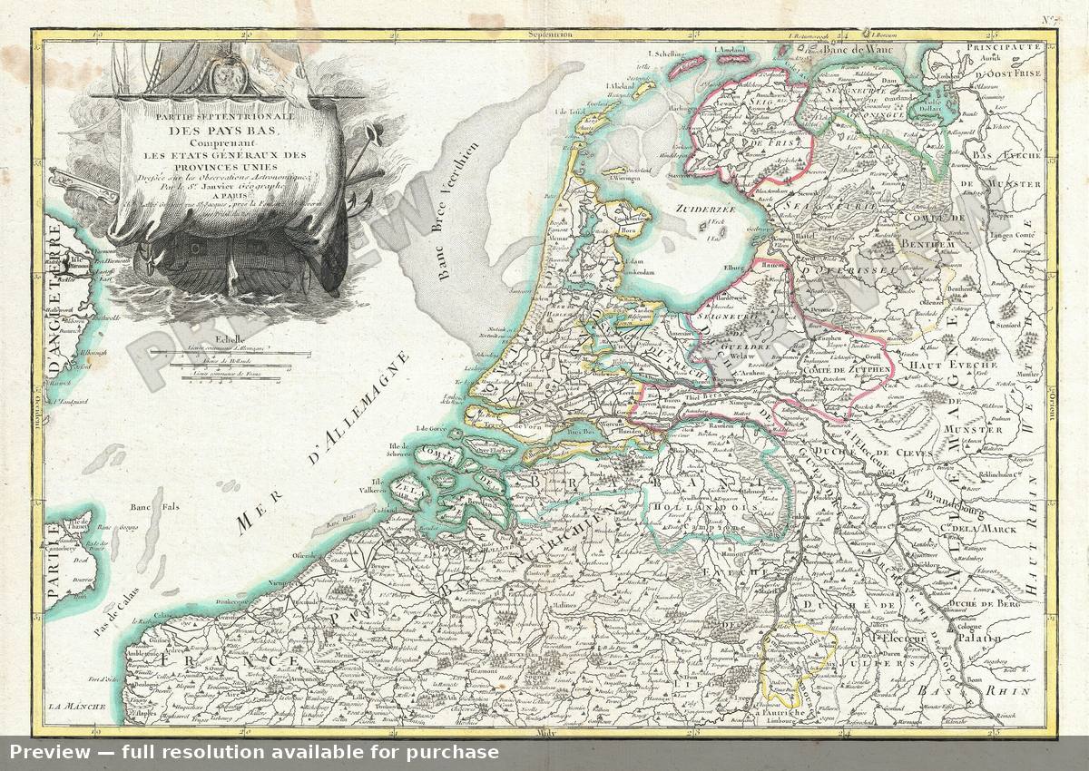 Antique map: Holland Belgium, 1783, 1783