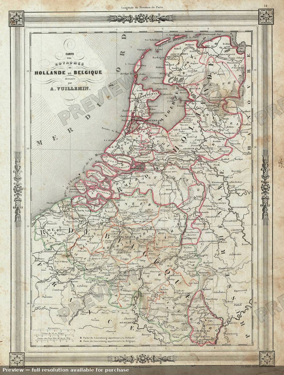 Antique map: Holland Belgium, 1852, 1852