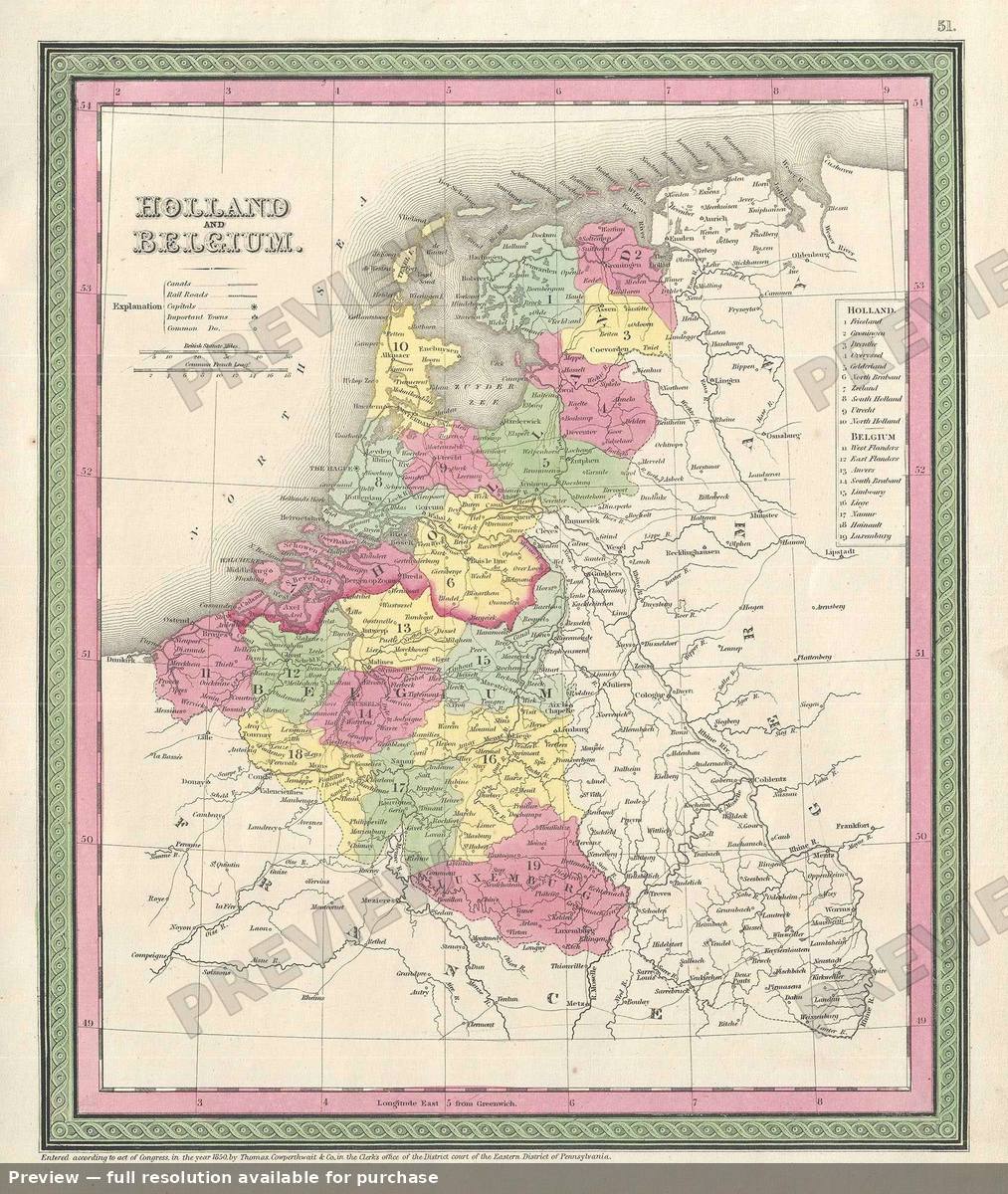 Antique map: Holland Belgium 2, 1854, 1854