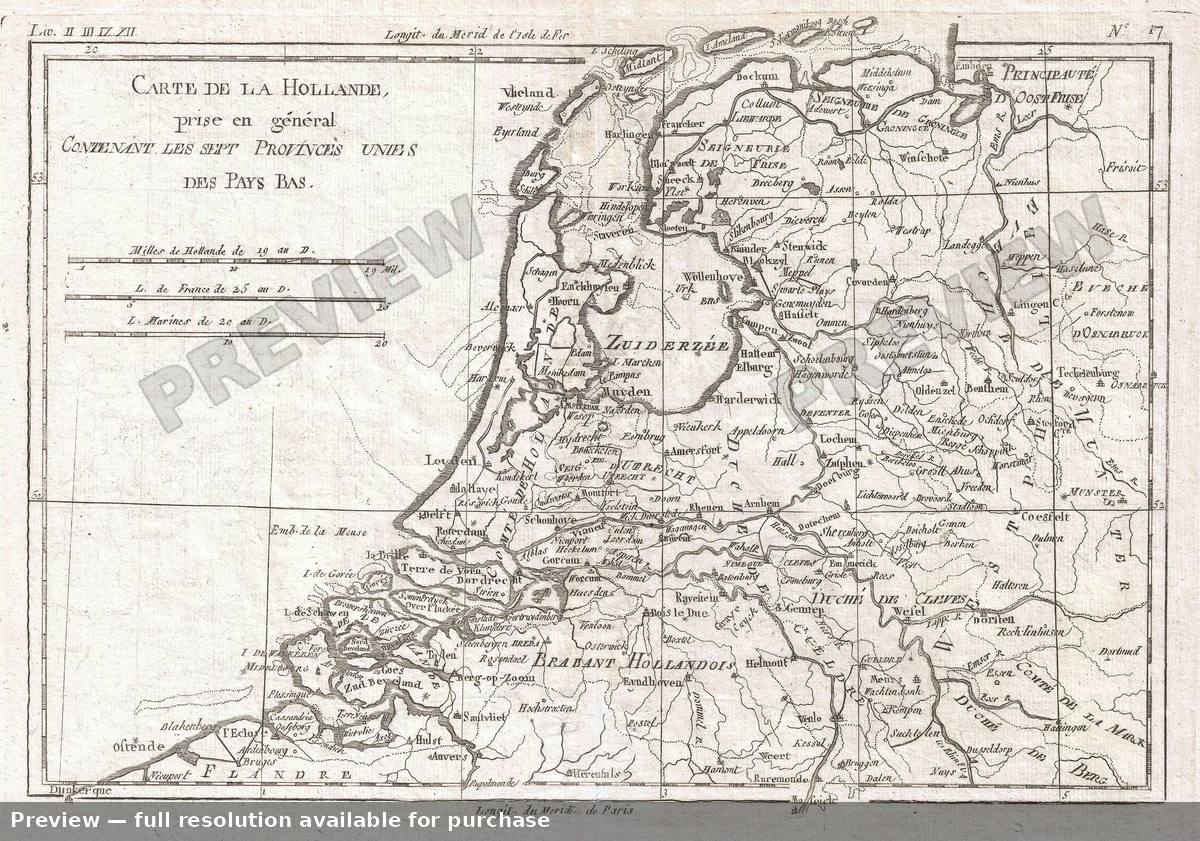 Antique map: Hollande, 1780, 1780
