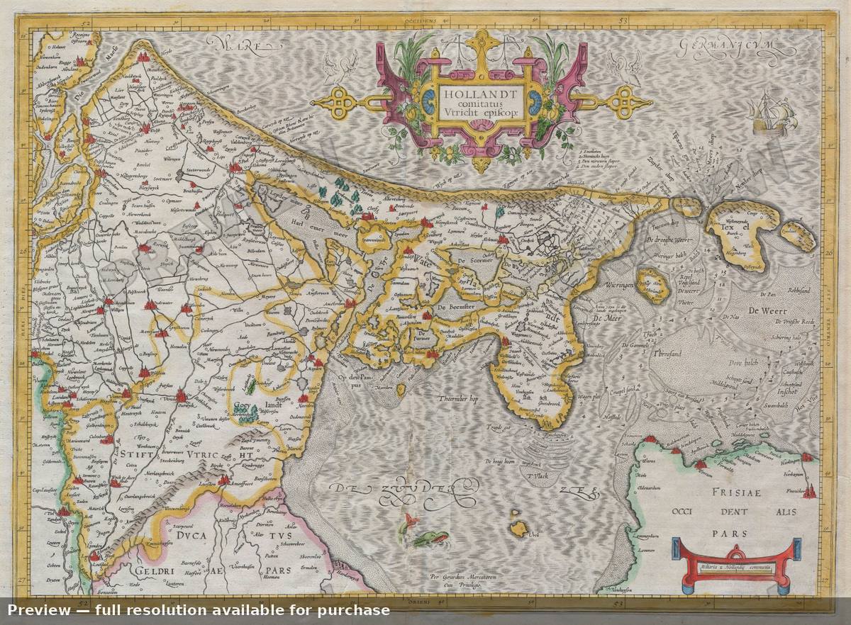 Antique map: Hollandt, 1606