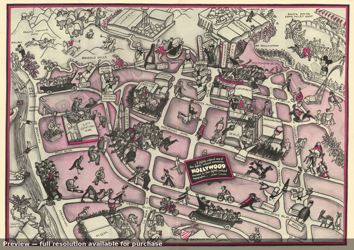 Antique map: Hollywood, 1937, 1937