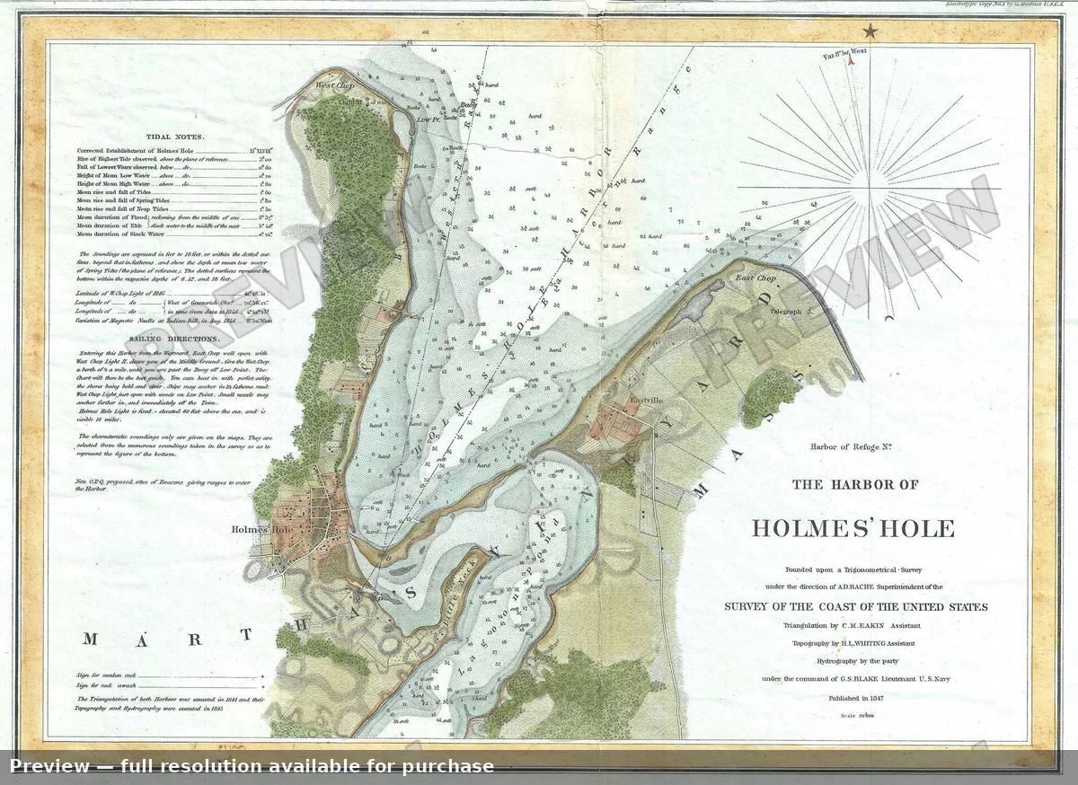Antique map: Holmes Hole 2, 1847, 1847