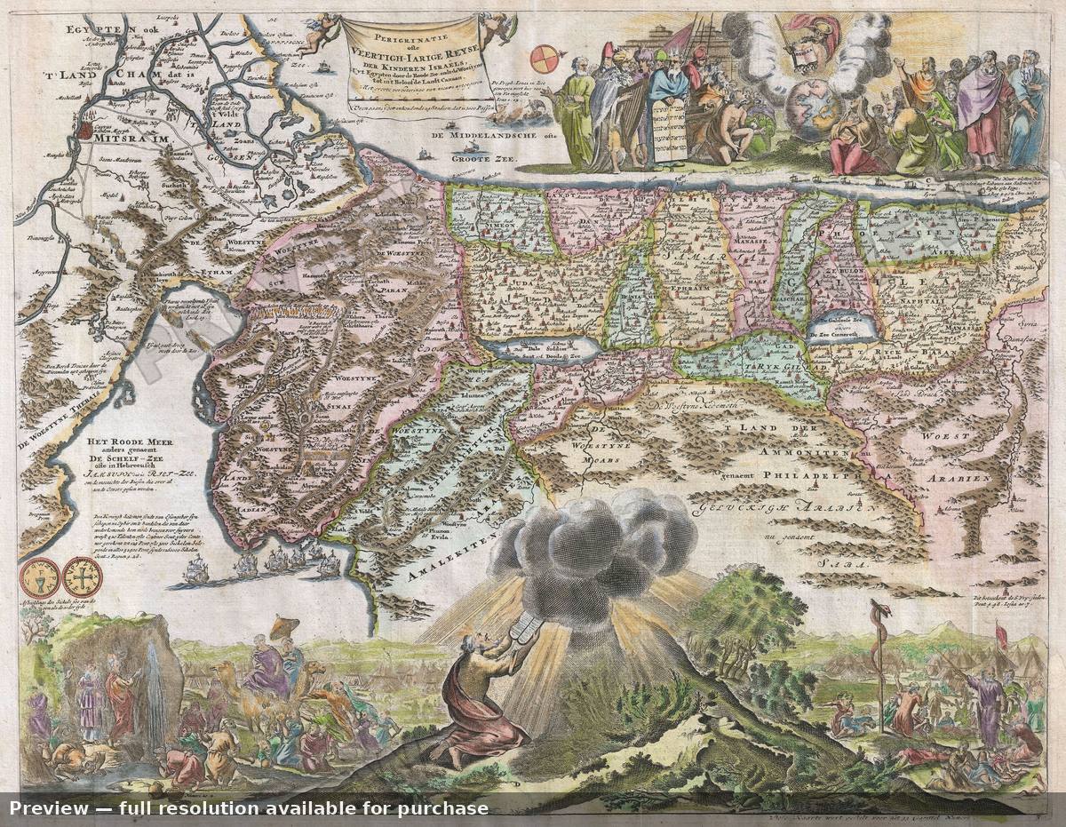 Antique map: Holy Land, 1687