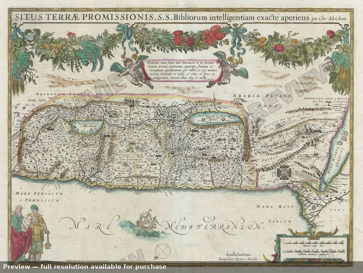 Antique map: Holy Land, 1633