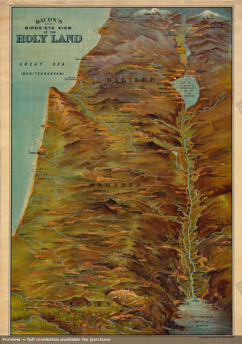 Antique map: Holy Land View, 1890
