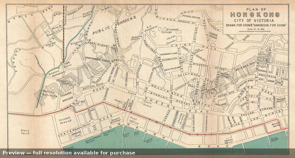 Antique map: Hong Kong, 1921