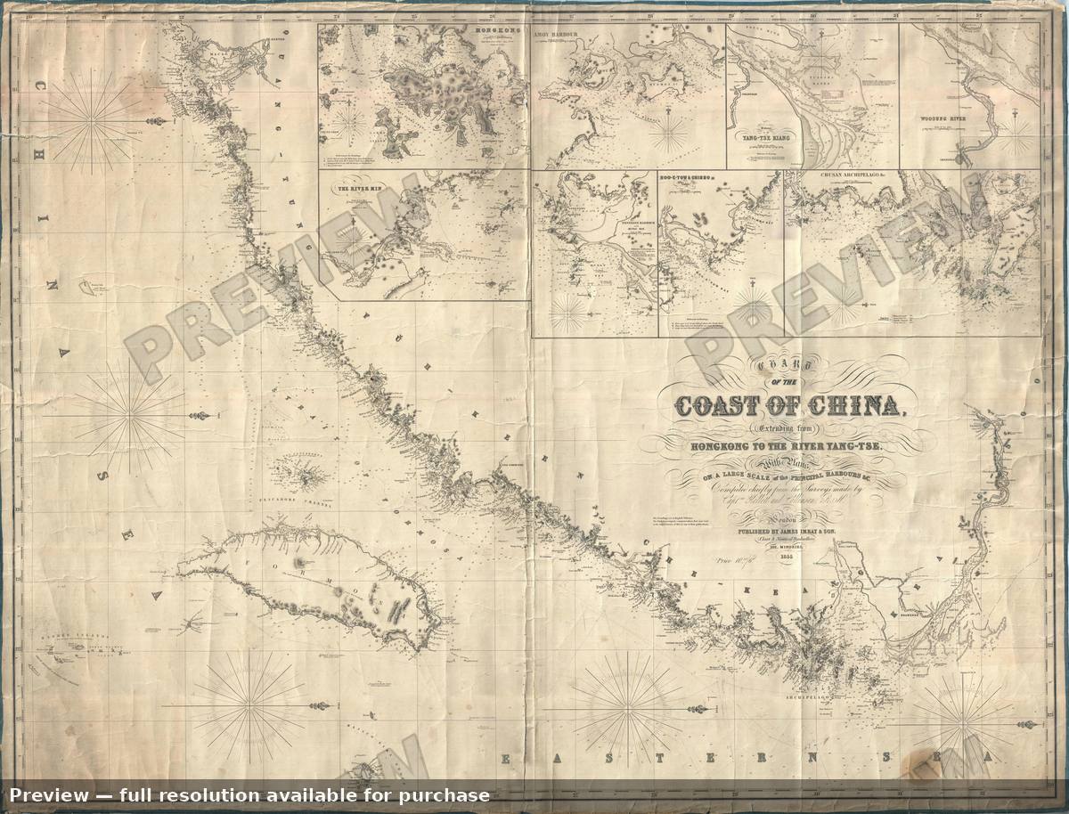 Antique map: Hong Kong Taiwan, 1855