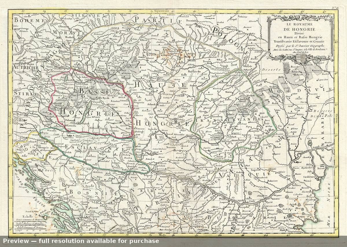 Antique map: Hongrie, 1783, 1783