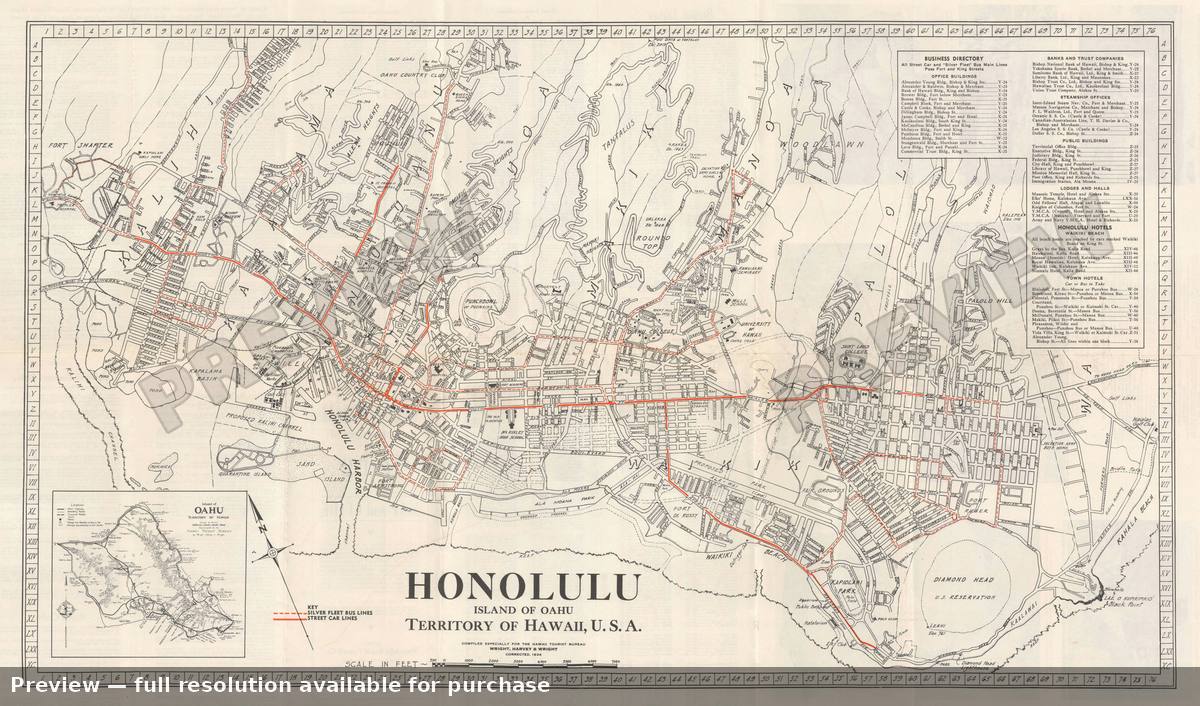Antique map: Honolulu, 1934, 1934