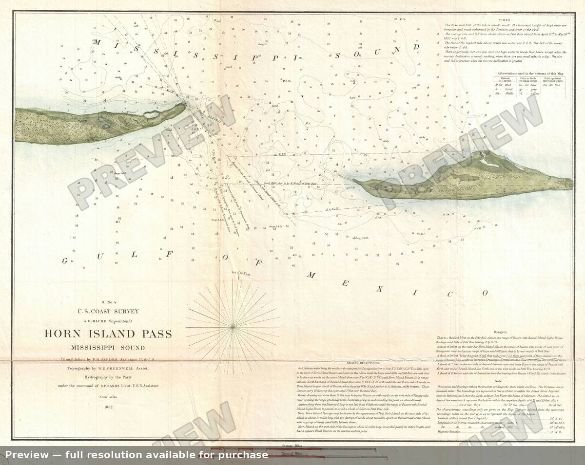 Antique map: Horn Island Pass, 1852, 1852