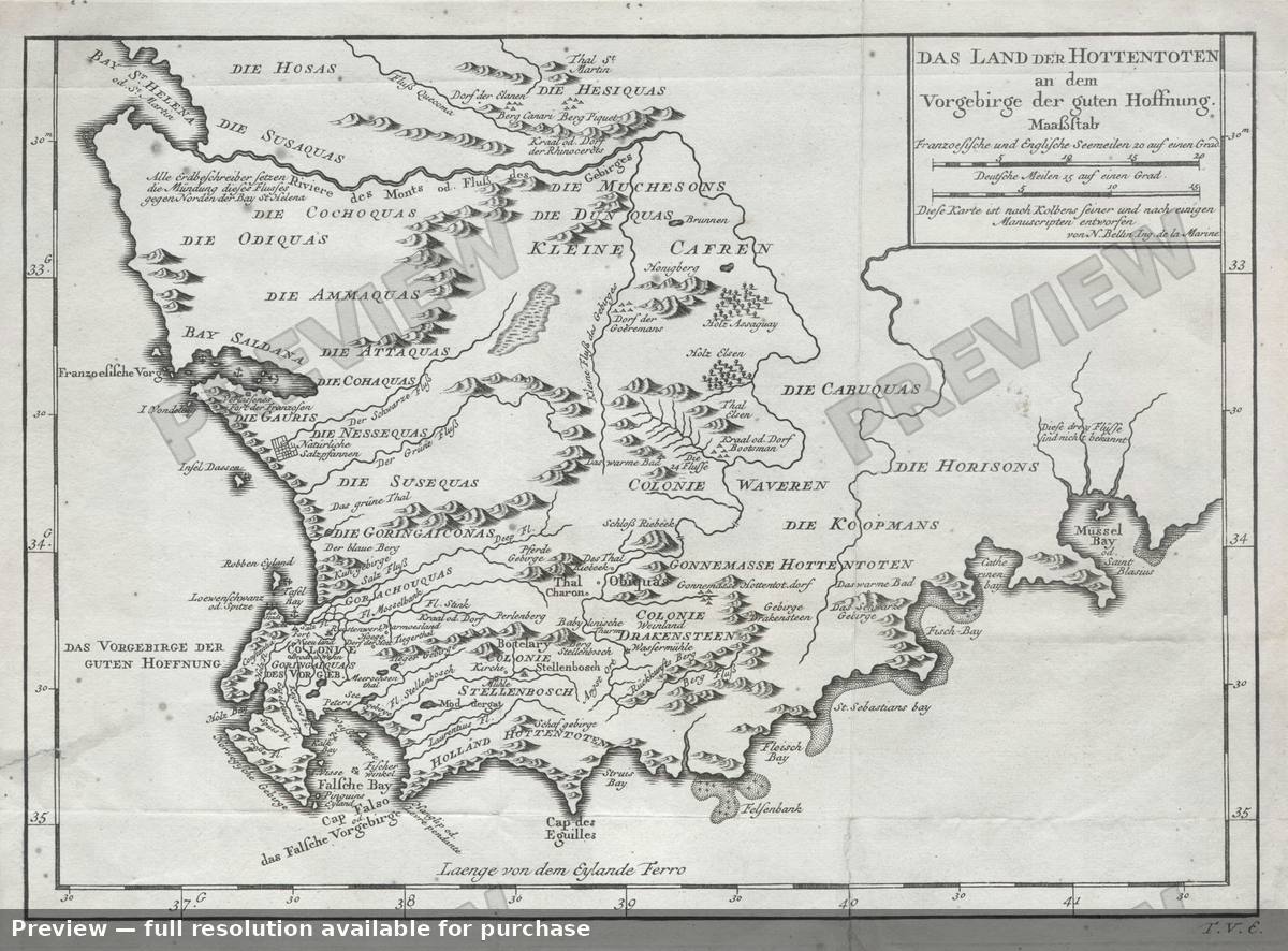 Antique map: Hottentoten, 1757, 1757