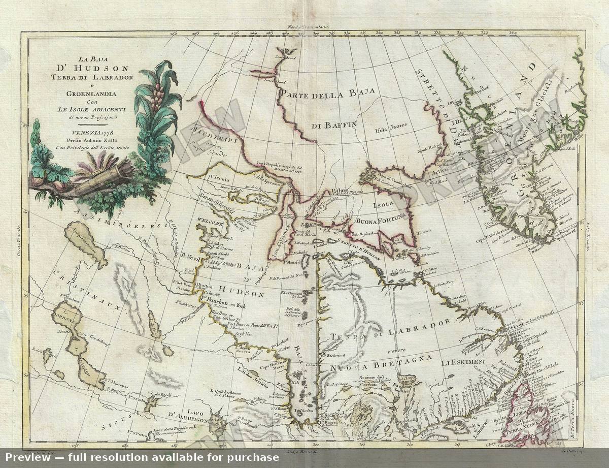 Antique map: Hudson Bay, 1778