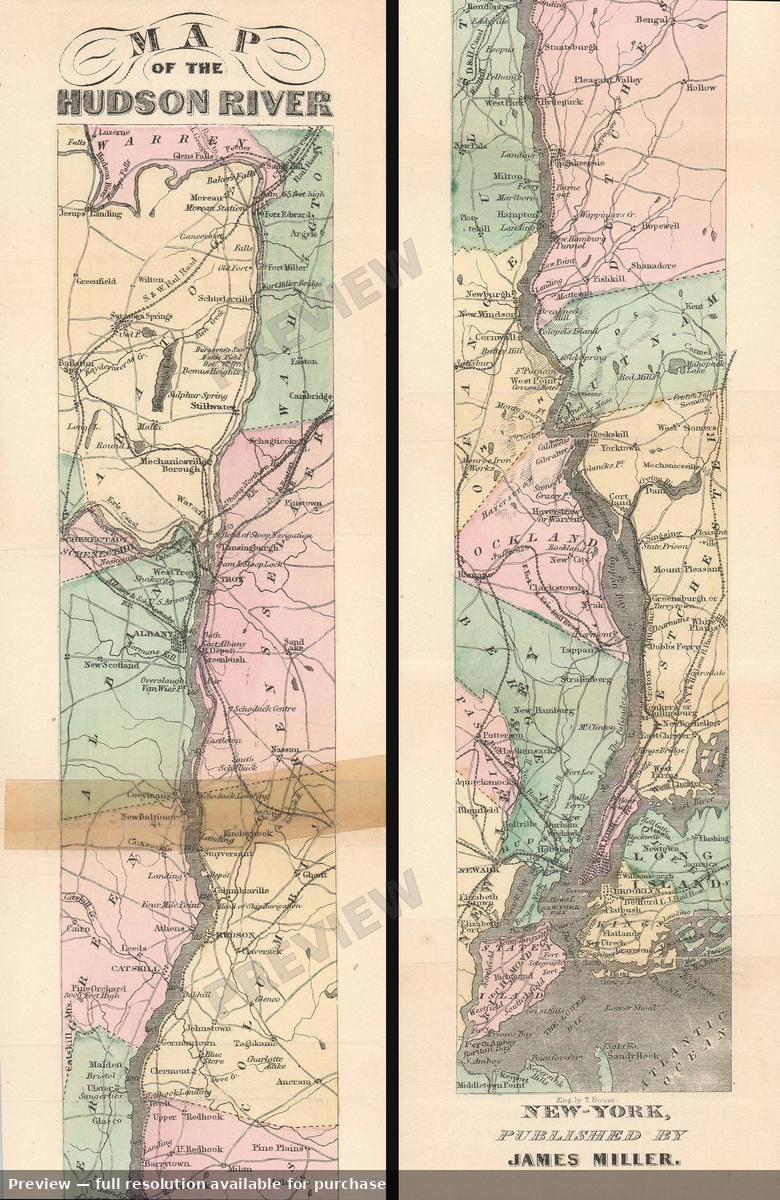 Antique map: Hudson River, 1865, 1865