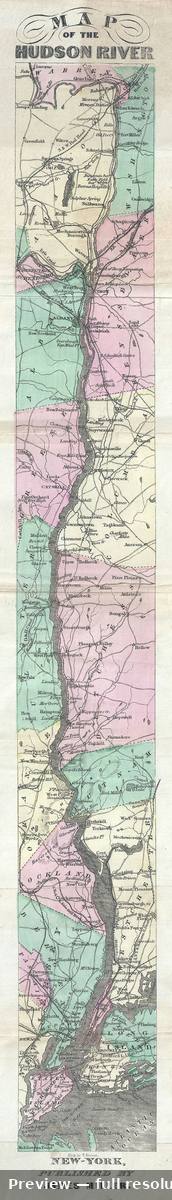 Antique map: Hudson River, 1866