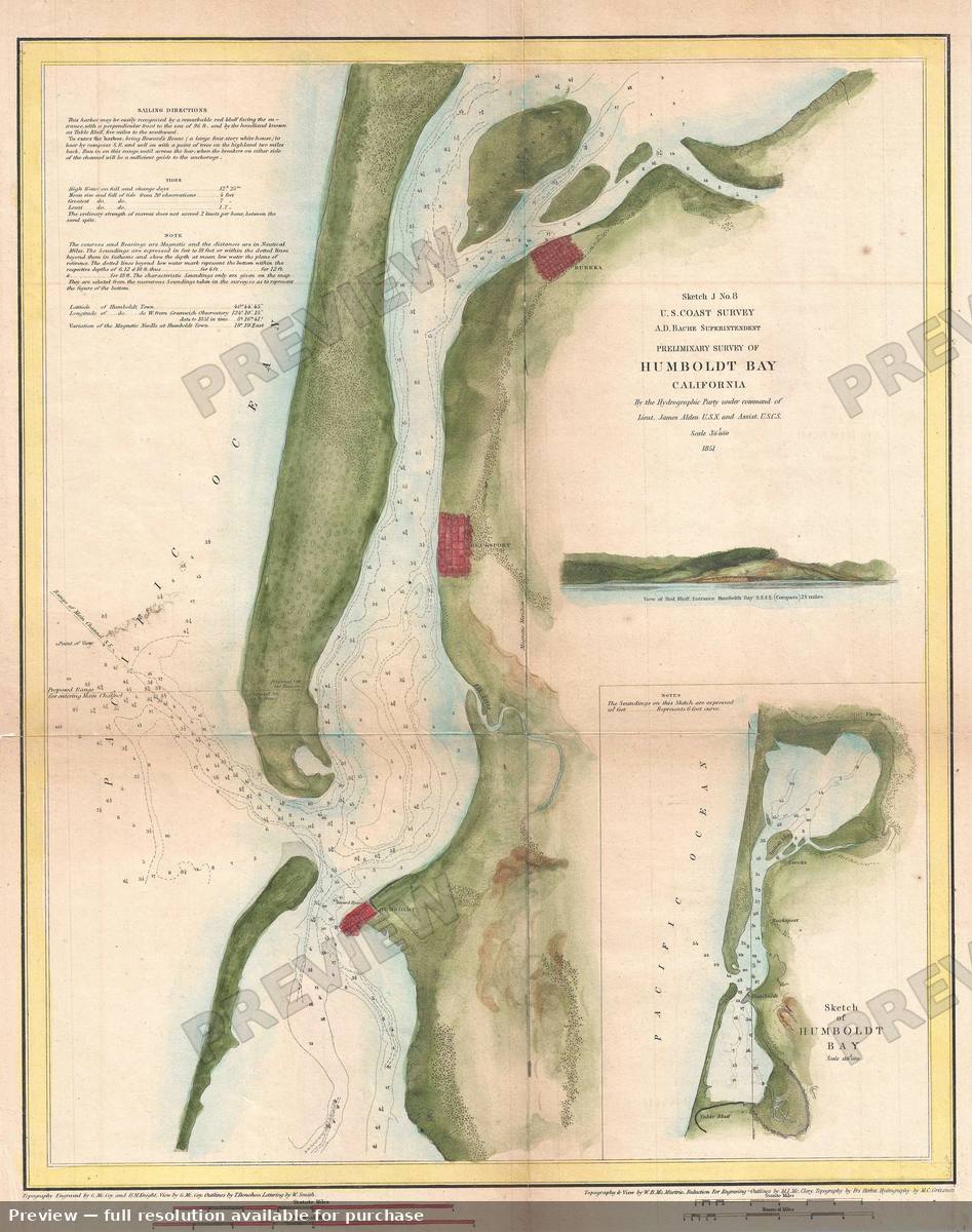 Antique map: Humboldt Bay 2, 1851, 1851