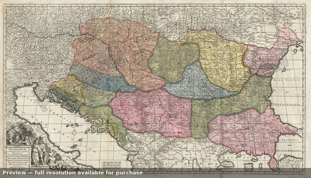 Antique map: Hungariae, 1688