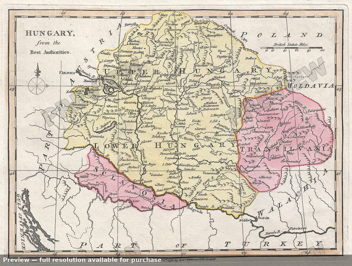 Antique map: Hungary, 1792