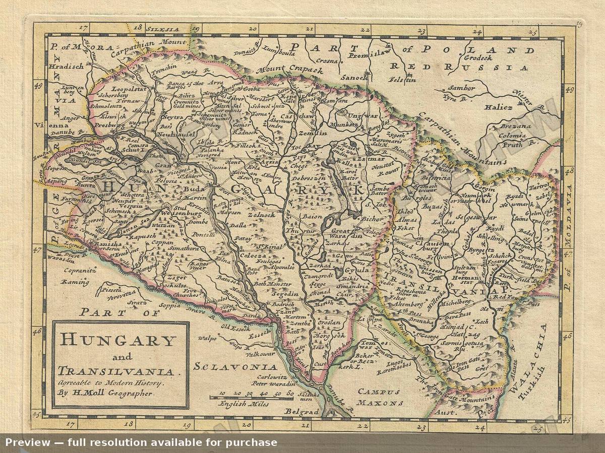 Antique map: Hungary Transilvania, 1736