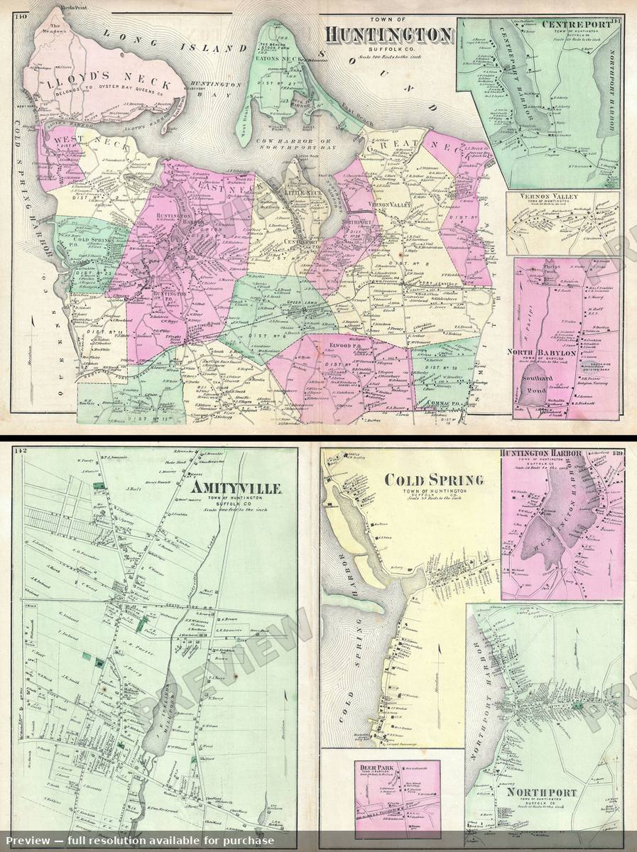 Antique map: Huntington, 1873, 1873