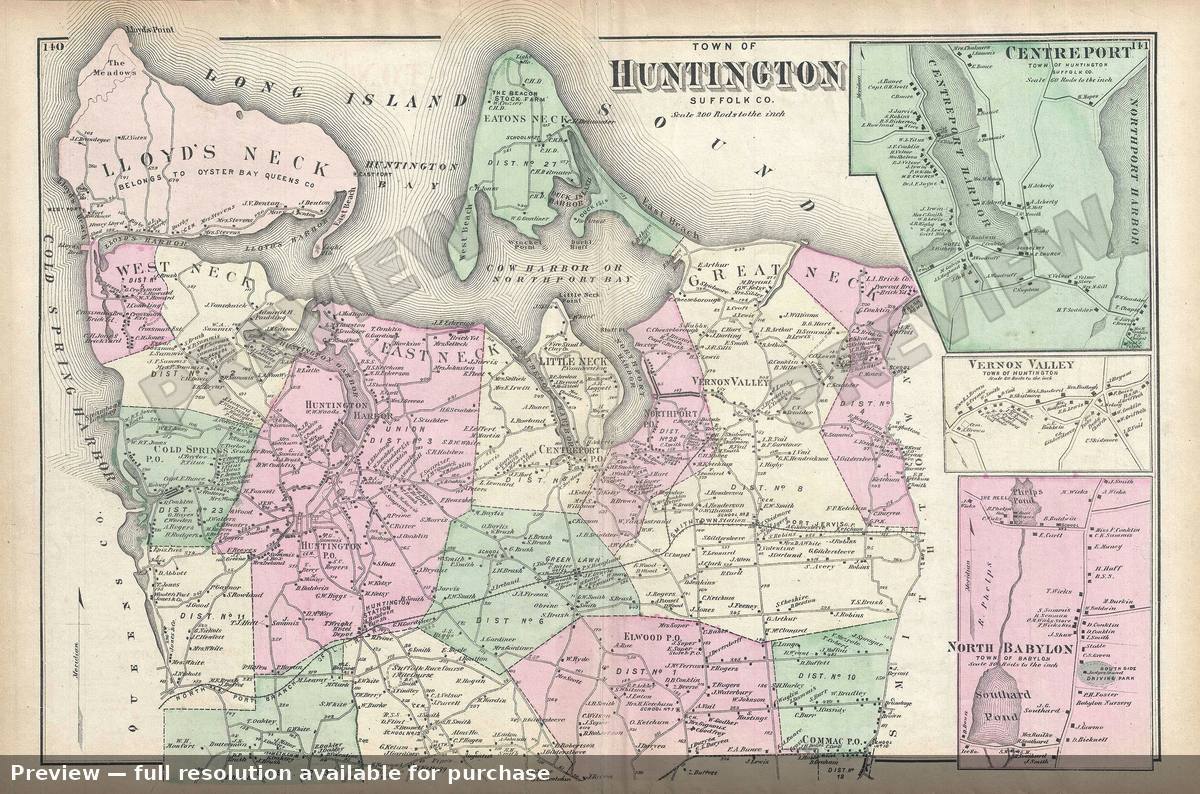 Antique map: Huntington 2, 1873