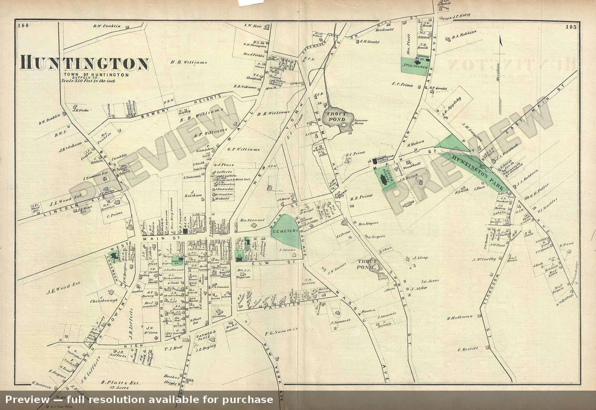 Antique map: Huntington Town 2, 1873, 1873