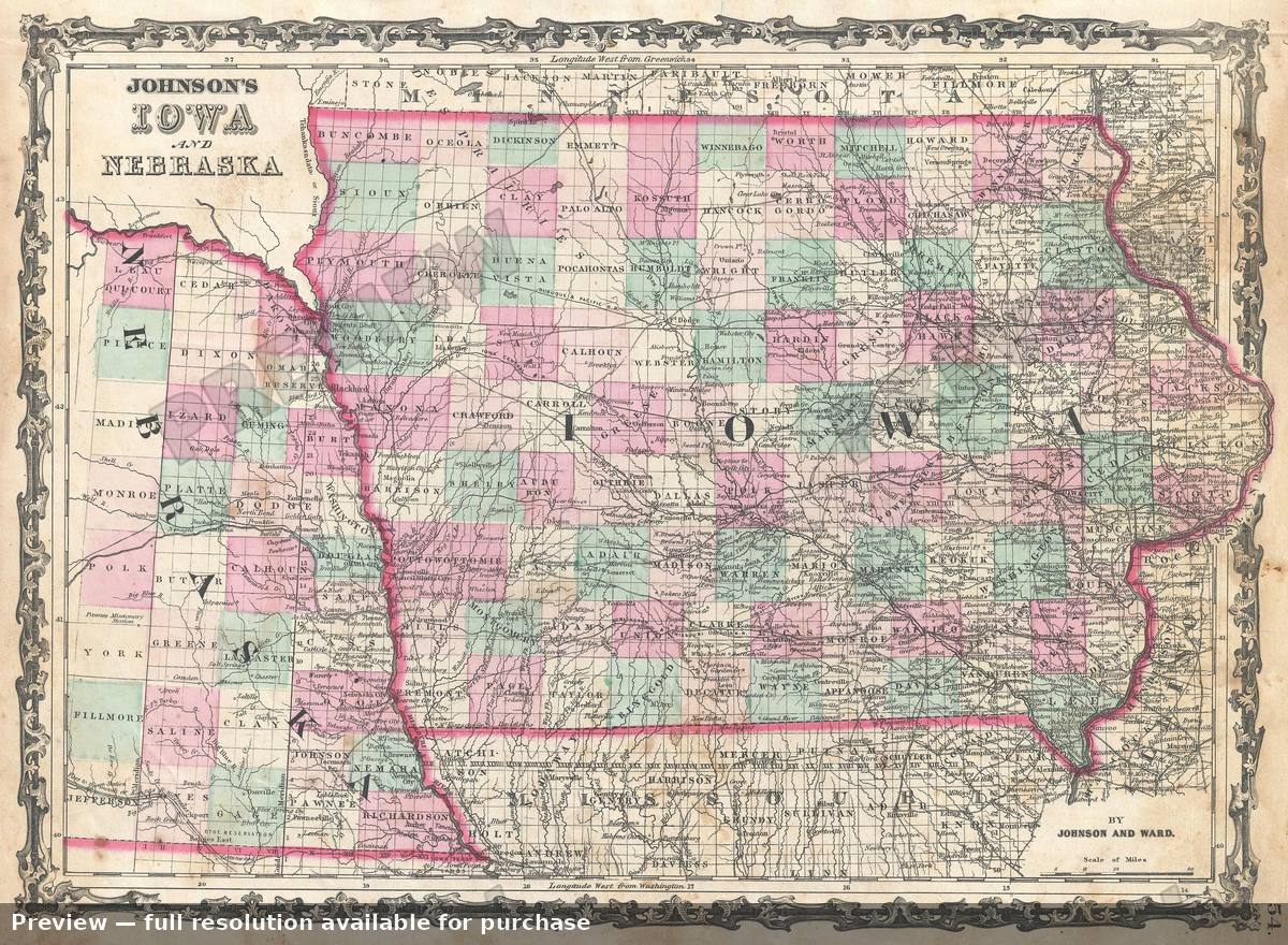 Antique map: IANE, 1862, 1862