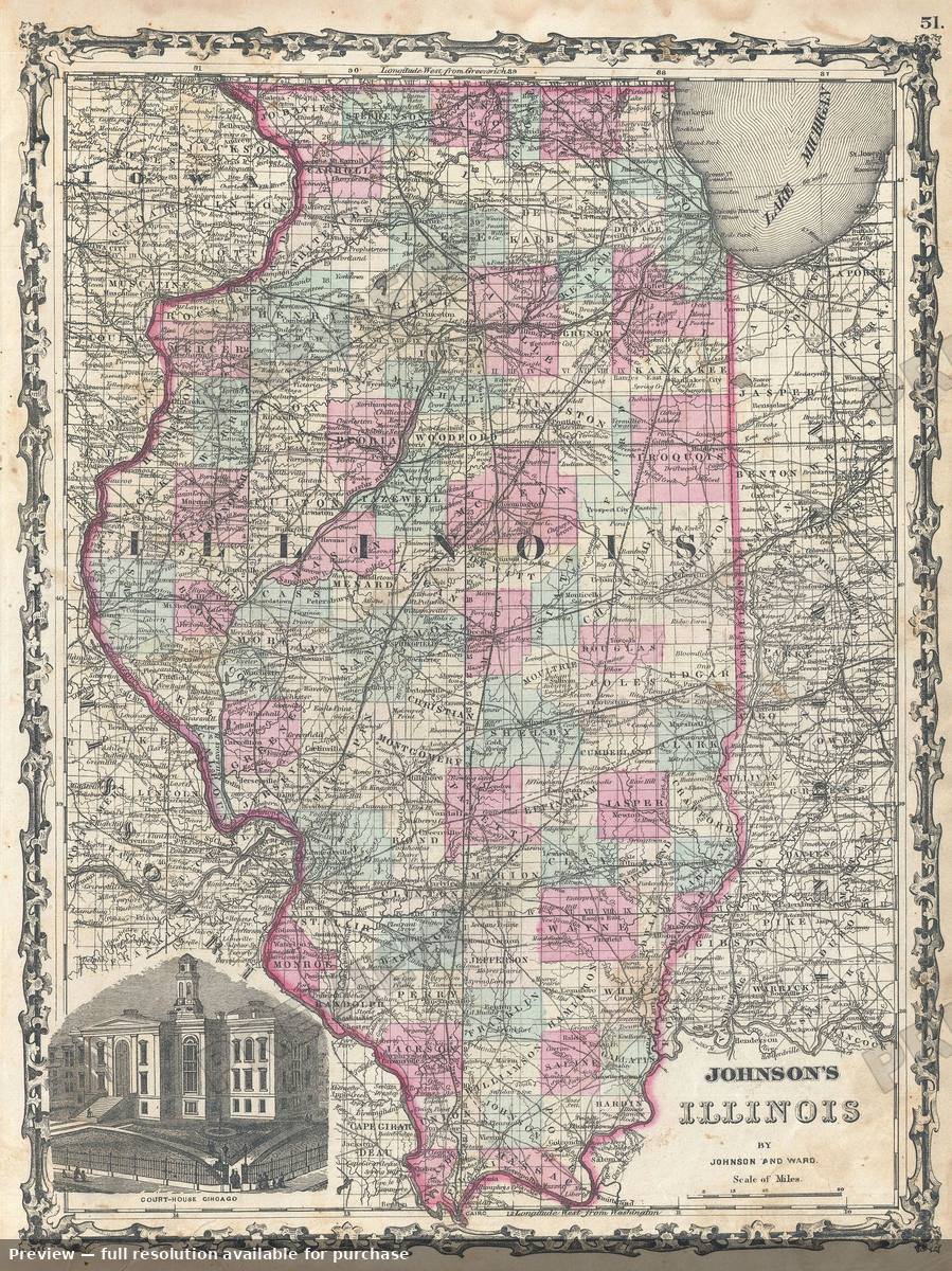 Antique map: IL, 1862, 1862
