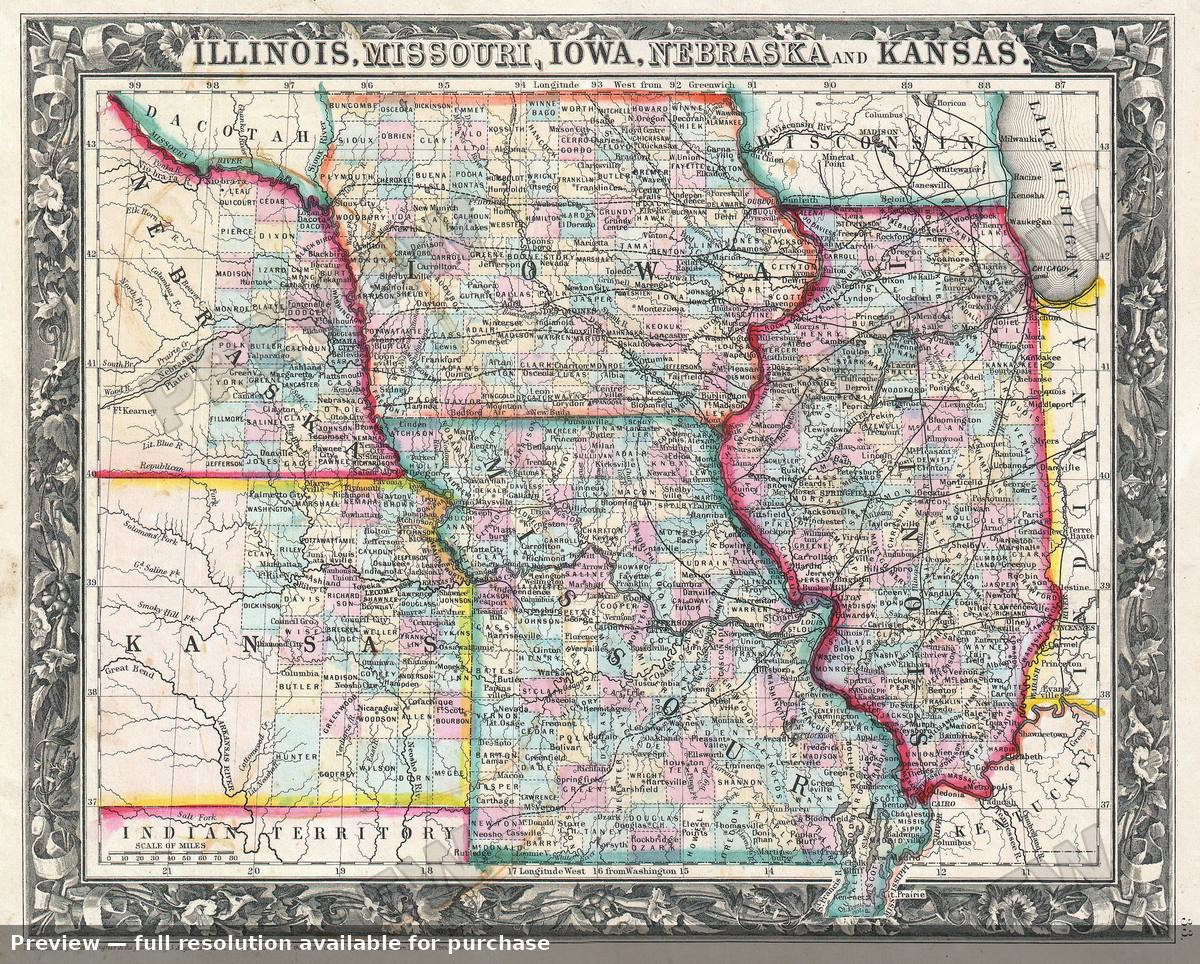 Antique map: ILMIIANEKA, 1860, 1860