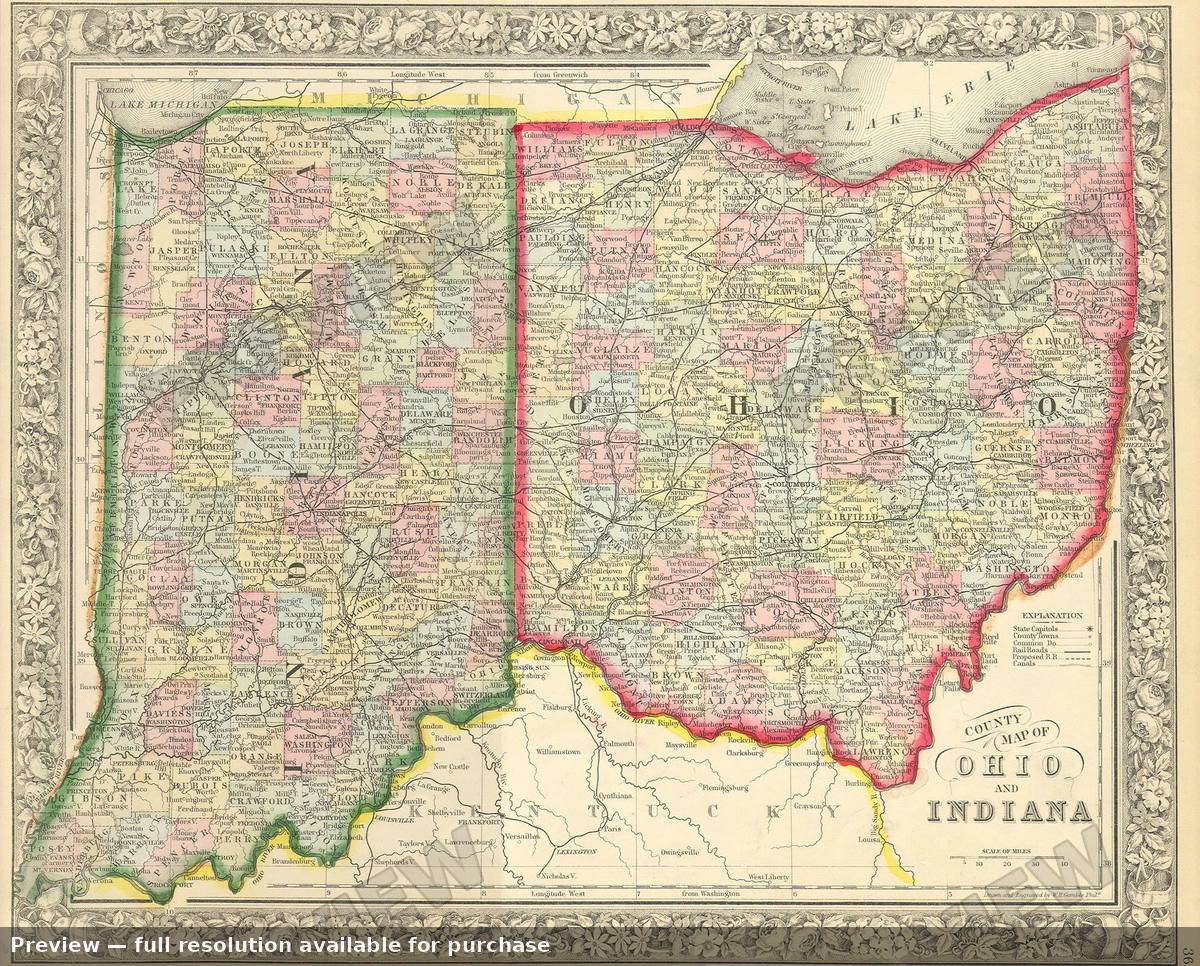 Antique map: INOH, 1863, 1863