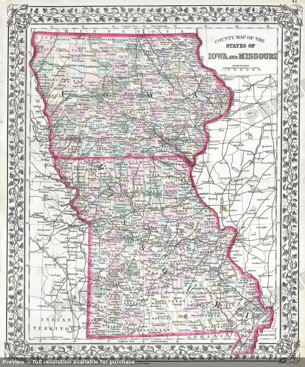 Antique map: IOMS, 1874, 1874