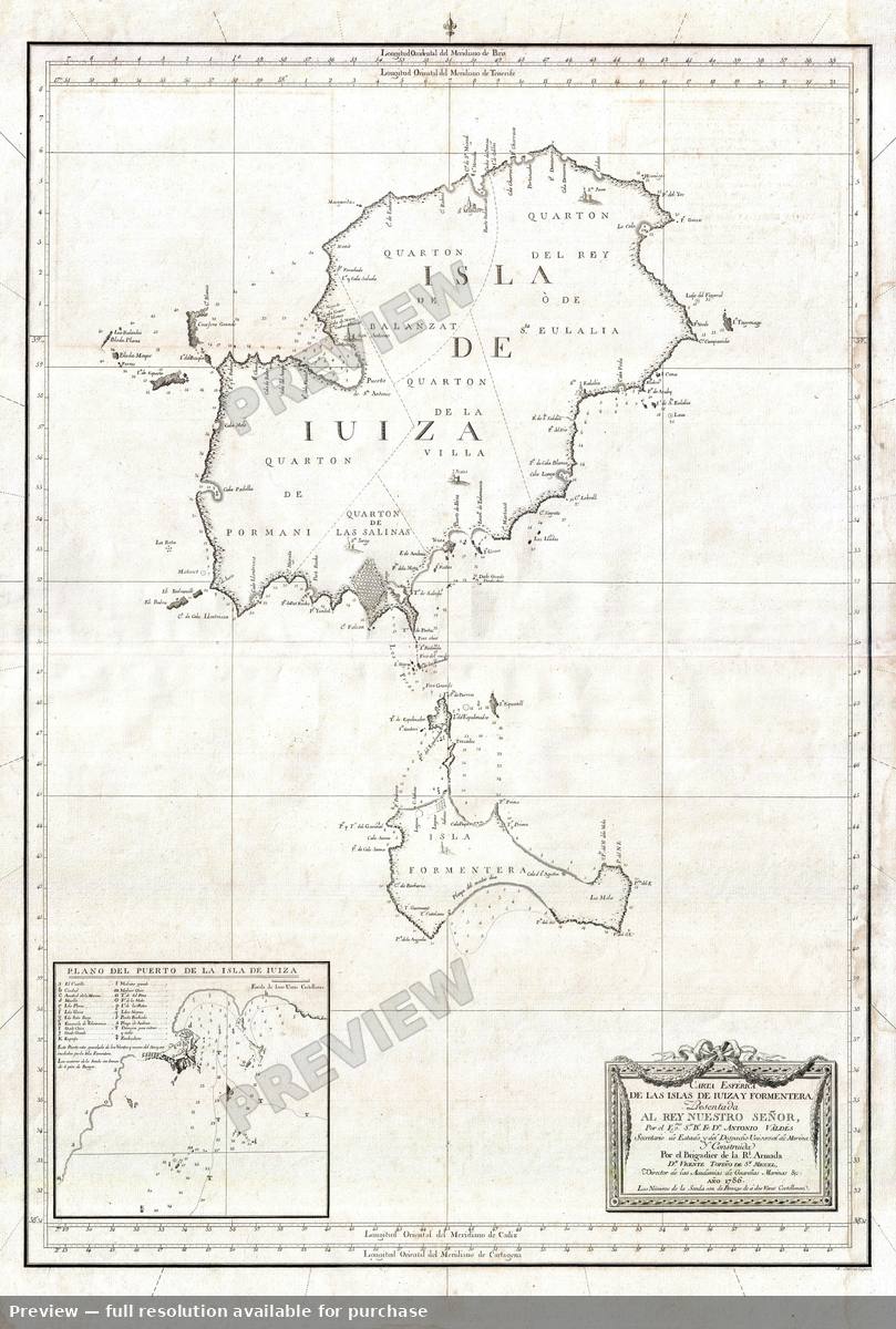 Antique map: Ibiza, 1786