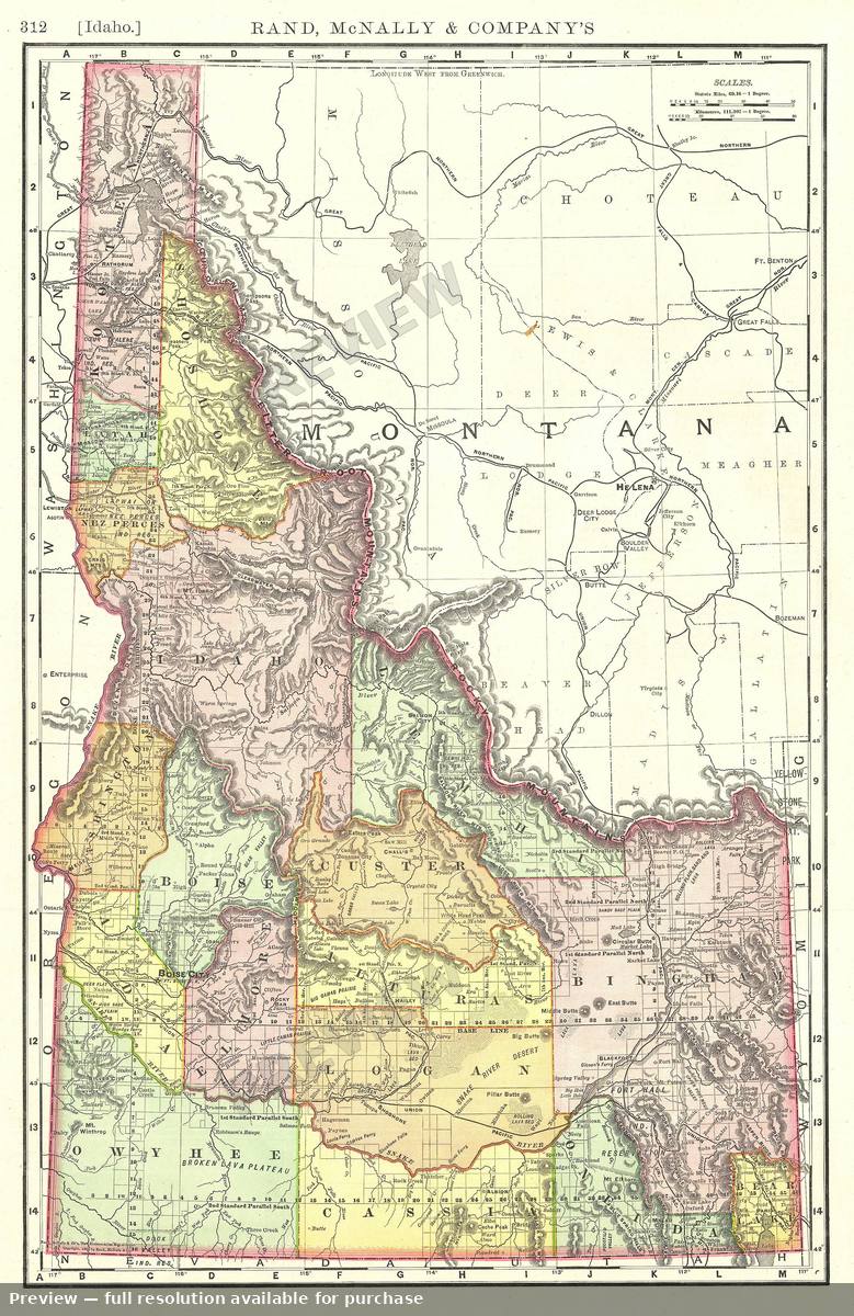 Antique map: Idaho, 1893, 1893