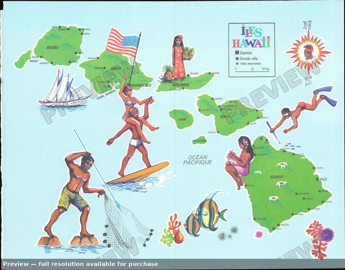 Antique map: Iles Hawaii, 1967, 1967