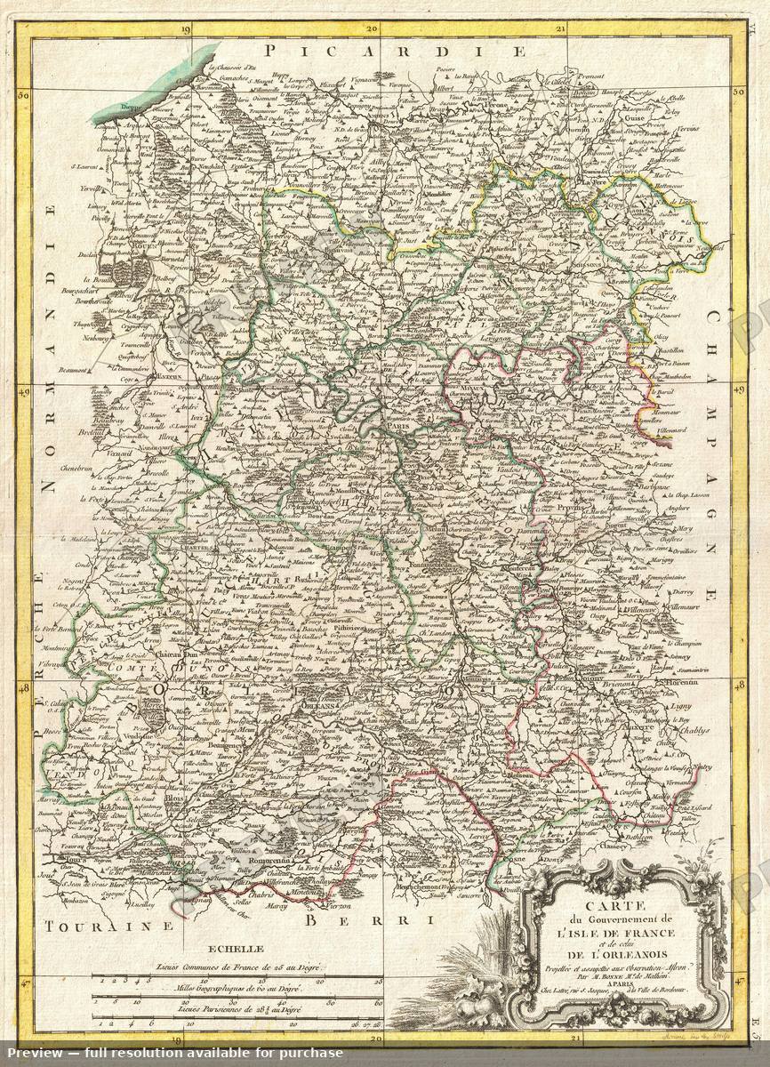 Antique map: Illde France, 1771, 1771