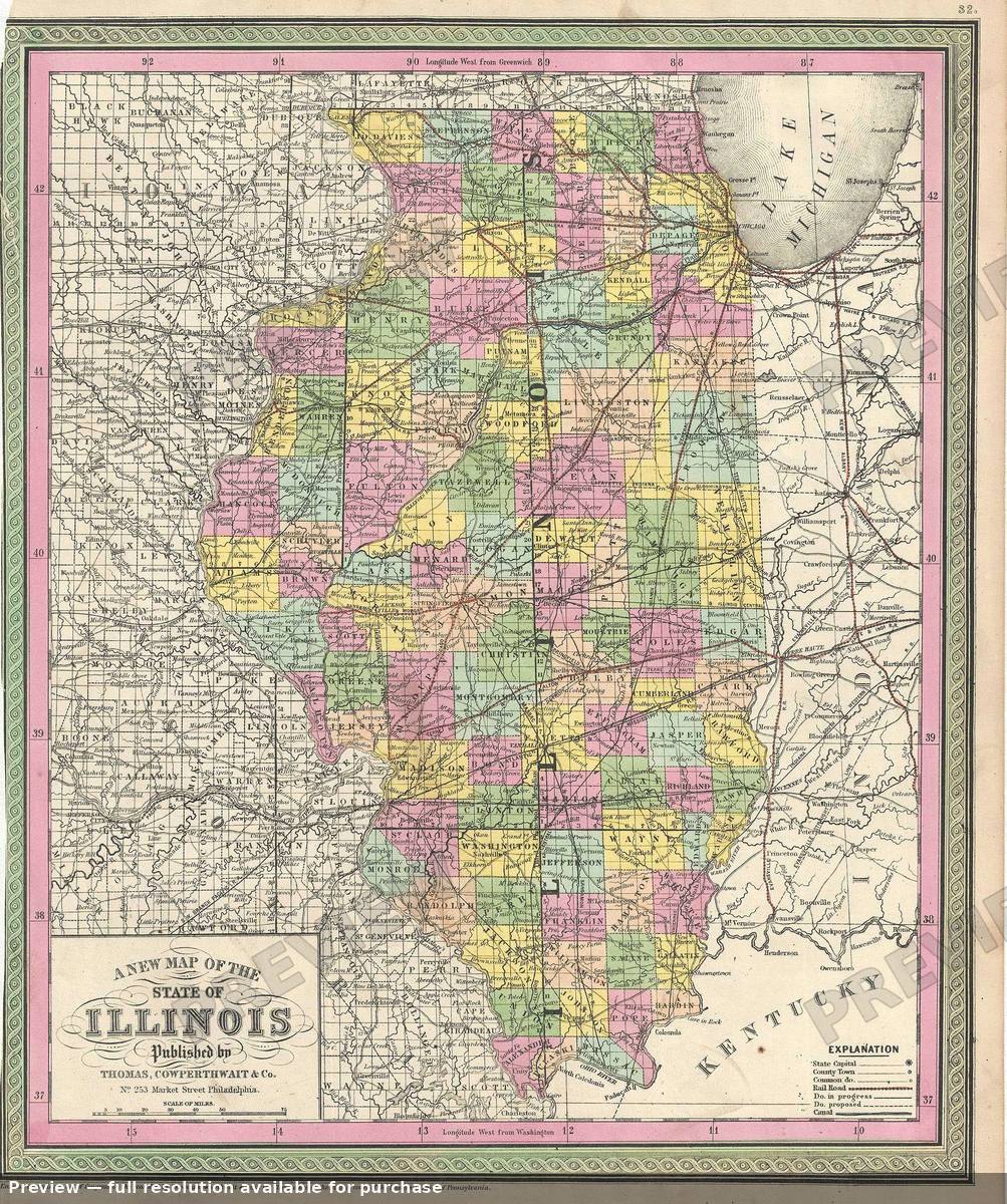 Antique map: Illinois 2, 1854, 1854