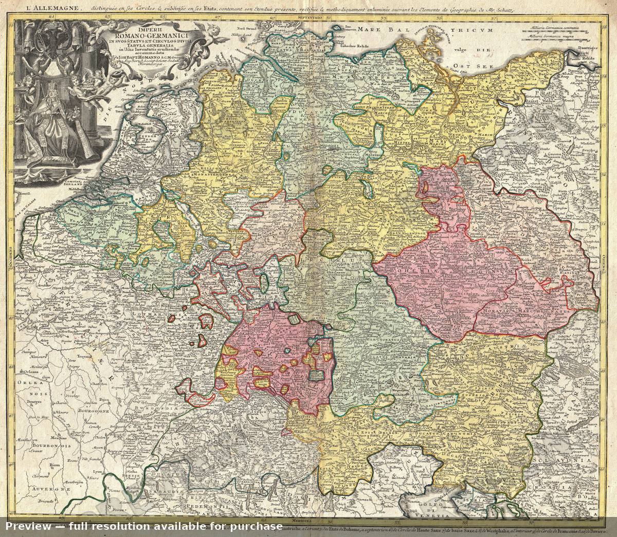 Antique map: Imperii Romano German, 1740, 1740
