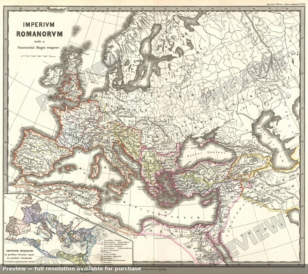 Antique map: Imperium Romanorum, 1865